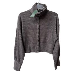 Wild Fable Ribbed Brushed Button Down Cardigan Womens Small Charcoal Gray New